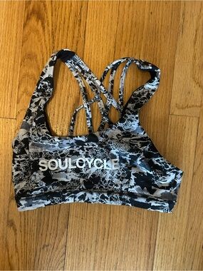 SoulCycle Black & White Strappy Sports Bra